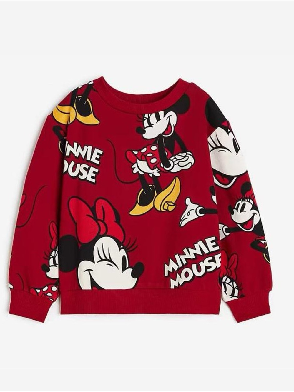 H&M Disney Minnie Mouse All Over Print Sweatshirt Red Girls 6-8Y Retro Mickey